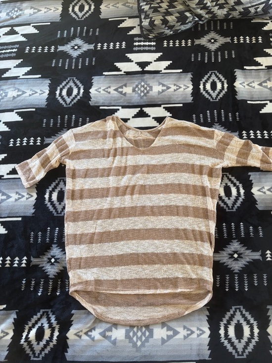 Tops - Women’s Striped Short-Sleeve Top - Beige & Cream